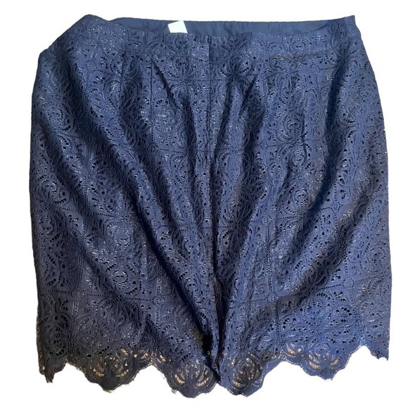 Ann Taylor Loft Skirt Womens 22 Navy Blue Plus Size Lace - Picture 3 of 5